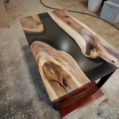 Smoky Black Wooden Epoxy Table, Epoxy Resin Table, Epoxy Coffee Table, Dine Top - Image 1 of 2