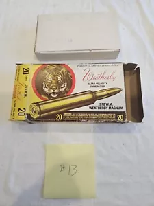 Vtg 270 WEATHERBY MAGNUM AMMO Ammunition Tiger Picture empty box W/ Insert #13 - Picture 1 of 12