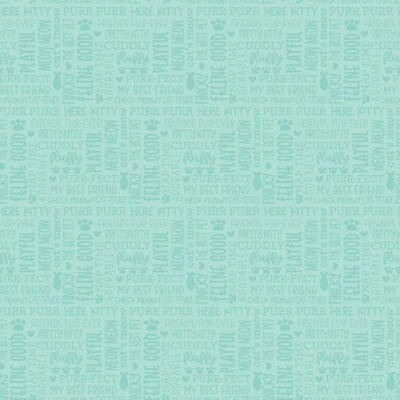 Tela Feline Drive PRETTY KITTY Cat Talk azul - cuarto de grasa (18"x22") FQ Foto 1 de 4