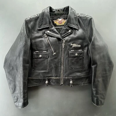 Chaqueta de cuero vintage Harley Davidson para mujer extra grande rosa en relieve años 90 EE. UU. Foto 1 de 4