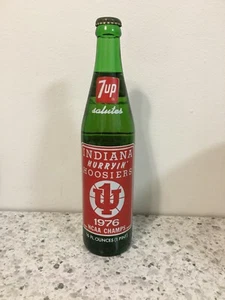 7up INDIANA HOOSIERS 1976 NCAA Champs Glass Bottle 16 oz, unopened - Picture 1 of 8