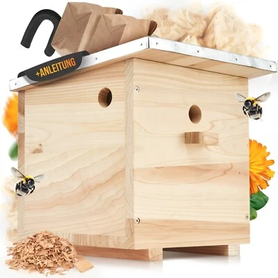BEESI Hummelhaus groß inkl. Nistmaterial I Kapok, Nistkarton, Holzspäne - Bild 1 von 4