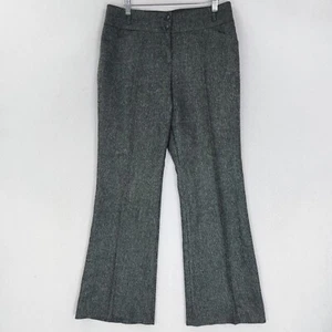 Per Se Pants Womens 6 Green Wool Silk Blend Wide Leg Mid Rise Trouser Classic - Picture 1 of 11
