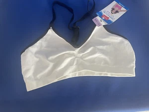 * HANES COMFORT FLEX FIT G128 BÜGELLOSER BRALETTE GR. XL BH * WEISS/SCHWARZER BESATZ - Bild 1 von 3