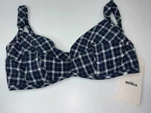 NEW WITH TAGS MILEA BY SEAFOLLY LADIES RETRO CHECK BUSTIER BIKINI TOP SIZE 10 - Picture 1 of 5