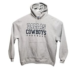 Dallas Cowboys Hoodie Sweatshirt Mens Large Gray Reebok NFL Pocket Spell Out