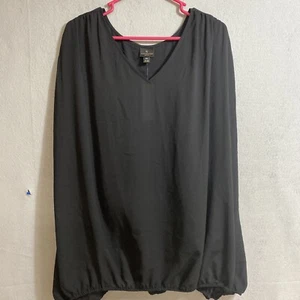 Worthington Women V-Neck Sheer Blouse Tunic Pullover Sleeveless Sz 3XL Black NWT - Picture 1 of 7