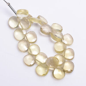 Natural Lemon Topaz Gemstone Heart Faceted Beads 8X8X3 mm Strand 4" DP-4211