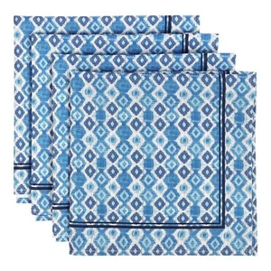 Blue Checkered Cotton Cloth Napkins 18x18" Dinner Home Kitchen Set of 4 - Picture 1 of 7