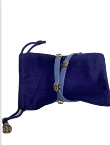 Tory Burch Women’s Hex Thin Double Wrap Bracelet Color Blue & Gold - Picture 1 of 4