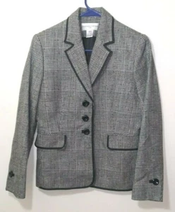 Jones New York Petite 4P Women's Blazer Jacket Checkered Black and White - Picture 1 of 4