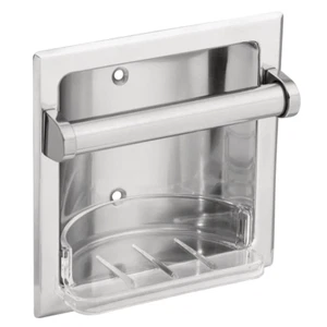 Recessed Soap Holder and Utility Bar in Chrome - Picture 1 of 4