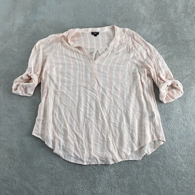 Torrid Harper Womens Striped Blouse Size 2 Light Pink & White Rayon 2941 - Image 1 of 4