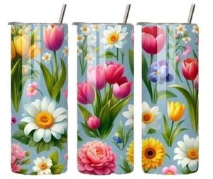 Spring Tulips Daisy Flowers Flower Lover 20 oz Tumbler Insulated Travel Mug - Picture 1 of 3