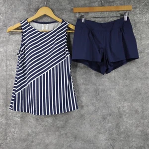 Lands End Bathing Suit Womens 2P Small Petite Blue 2 Piece Tankini Shorts Cruise - Picture 1 of 10