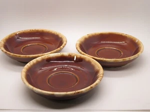Lot 3 Vintage Hull Pottery Brown Drip Glaze Oven Proof Bread Dessert Plates 6” - Picture 1 of 11