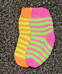UV Blacklight Reactive Baby Odd-Socks. Age 0-6 Months. Handknit in UK - Picture 1 of 5