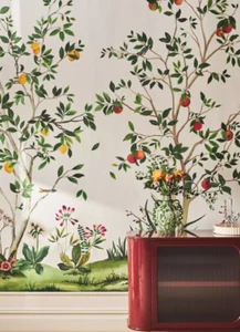 Anthropologie Daisy Bennett Citrus Grove Chinoiserie Wall Mural Wallpaper Creme - Picture 1 of 9