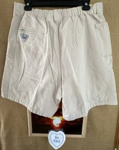 Columbia PFG Hombre Marfil Carga Corto XL Plano Bolsillos Sólidos Cremallera Suelto India - Imagen 1 de 6