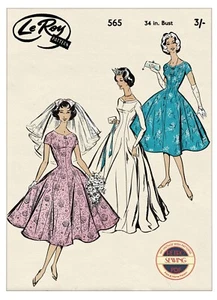 50er Jahre Prinzessin Brautkleid Schnittmuster Büste 34 - Bild 1 von 2