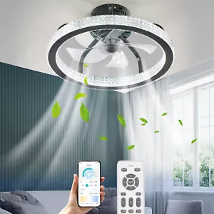 TCFUNDY Colorful LED Ceiling Fan Light with Music Player APP & Remote Control - Picture 1 of 18