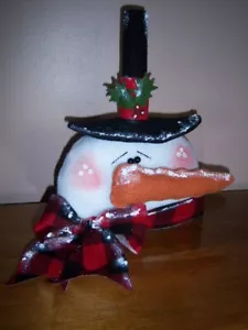 ~PaTTeRn~PRiMiTiVe WiNTeR SNoWMaN Head SHeLf SiTTeR ORniE CuPBoArd TuCk~ - Picture 1 of 1