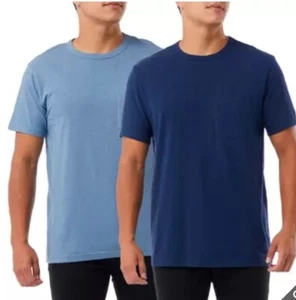 Men's 32 Degrees 2 Pack Basic Pocket Cotton Tee T-Shirt Short Sleeve Blue Medium - Picture 1 of 8