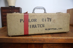 Vintage Trumpet Bugle Instrument Case Wood Box Only Elkhorn Pirates Band Luggage - Picture 1 of 9