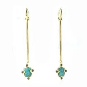 Pendientes Aro TOUS Motivo Oso Vermeil Plata 925 Amazonita Espinela Tono Oro - Imagen 1 de 7