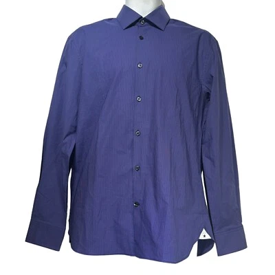 Camisa de vestir John Varvatos EE. UU. Slim Fit púrpura a cuadros con botones talla 15 1/2 32/33 Foto 1 de 4