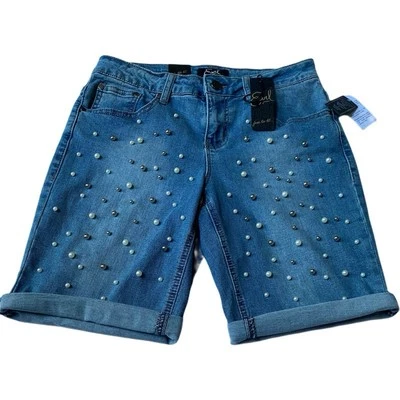 Womens Earl Jean Shorts Pearl Embellished NWT Sz 6 - Image 1 of 3