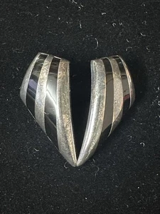 WUNDERSCHÖNE OHRRINGE BAYANIHAN 925 STERLING SILBER ONYX INTARSIEN - Bild 1 von 5