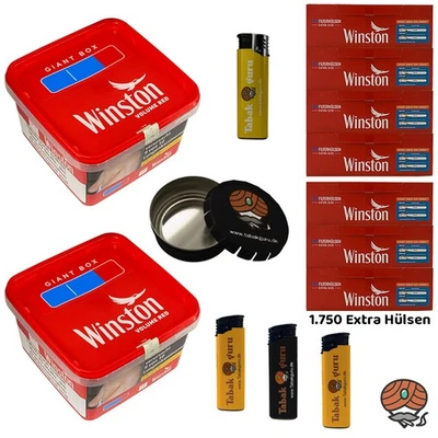 Winston Red/Rot Volumentabak Giant Box 2x 165g, Extra Hülsen, Ascher, Feuerzeuge - Bild 1 von 4