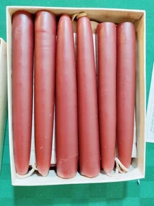 12 Williamsburg Soap Candle Co 6" Tapers TAVERN RED Unscented VTG 1983 FREESH - Picture 1 of 2