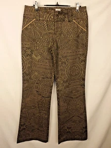 Pantalones Caché Vintage 8 Elastizados Cobre Celestial Pierna Ancha Años 70 Boho Festival Arte - Imagen 1 de 10
