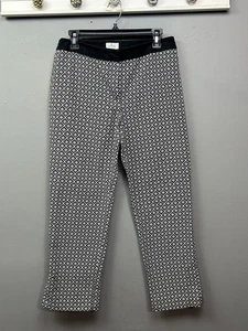 Chicos So Slimming Pants Womens 0.5 Black White Geometric Pull On Stretch Crop - Picture 1 of 9