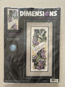 NEW DIMENSIONS 3189 HUMMINGBIRD WELCOME 7"x18" STAMPED CROSS STITCH KIT - Picture 1 of 2