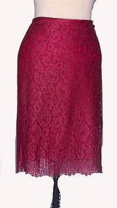 St John Strick Blumen überbackene Spitze Bleistiftrock dunkel indisch rosa Größe 6 neu ohne Etikett - Bild 1 von 3