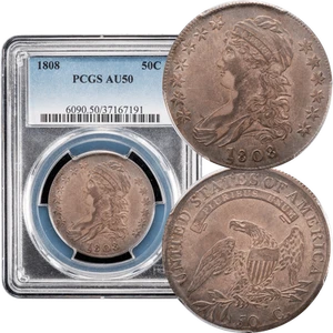 1808 Capped Bust Half Dollar 50c PCGS AU50 - Picture 1 of 5