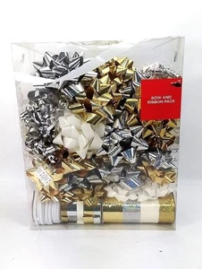 36 lazos + paquete de cintas de 232 pies Berwick dorado/plateado/blanco envoltura de regalo navideño Navidad - Imagen 1 de 7