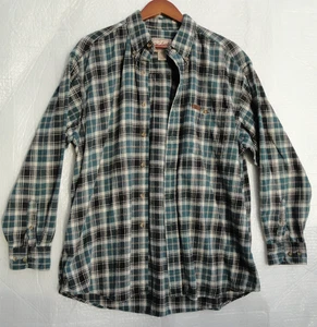Woolrich Original Outdoorwear Green Black Long Sleeve Flannel Shirt Mens Size XL - Picture 1 of 9
