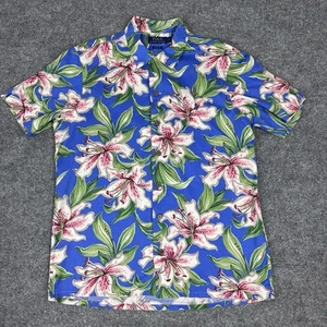 Camisa hawaiana Polo Ralph Lauren estampado floral para hombre M calce clásico botones de coco - Imagen 1 de 15