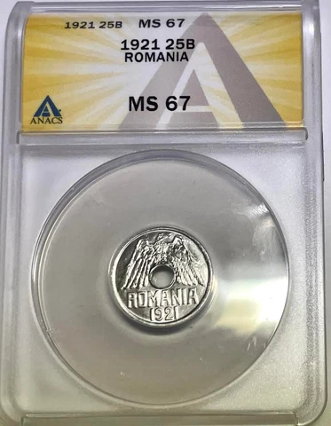 1921 Romania 25 Bani Coin ANACS MS-67 NONE GRADED HIGHER!! Cover