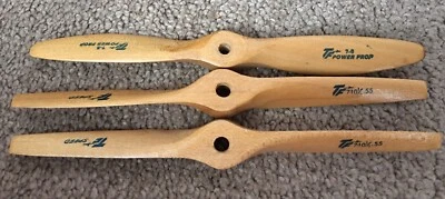 3 VINTAGE RADIO CONTROL AIRPLANE TOP FLITE POWER PROP PROPELLER DIFFERENT SIZE  - Image 1 of 3