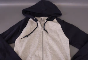 American Apparel Men's California Fleece Long Sleeve Zip Hoodie, Grey/ Navy XS - Picture 1 of 2