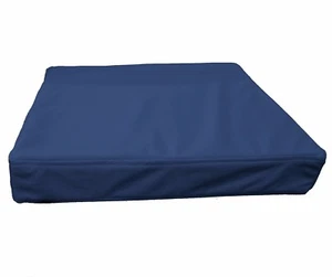 pb305t Blue Faux Leather Skin 3D Box Square Sofa Seat Cushion Cover*Custom Size* - Picture 1 of 7