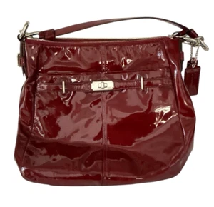 Coach Handbag F17861 Wine Red Crimson Patent Leather Chelsey Pocket Book Bag - Picture 1 of 9