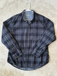 Michael Bastian Corduroy Men's Shirt Long Sleeve Collared Navy Plaid Size XXL - Picture 1 of 6