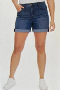Jessica Simpson Women's High Rise Rolled Short 5" / 7" Blue Denim Size 16 New - Picture 1 of 10