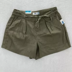 Old Navy Womens Size 2 Gray Green Linen High Rise Bermuda Shorts Drawstring NWT - Picture 1 of 11